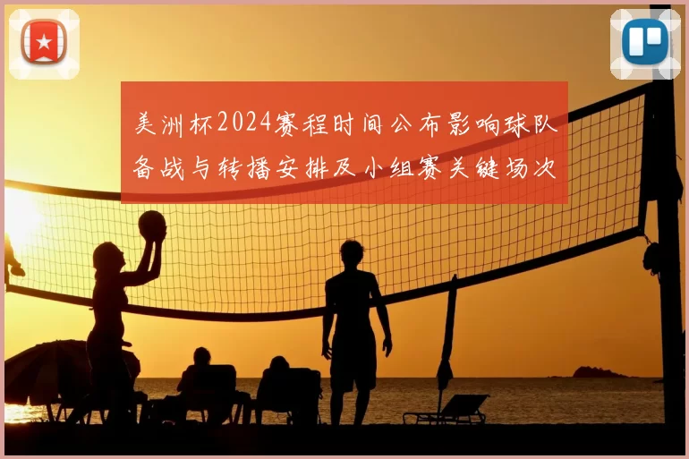 美洲杯2024赛程时间公布影响球队备战与转播安排及小组赛关键场次
